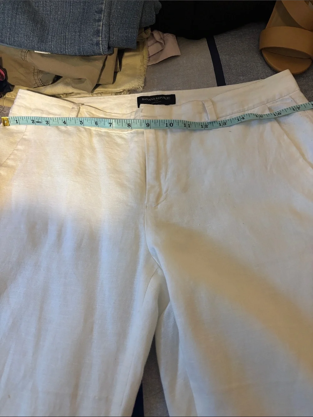 Banana Republic White Martin Fit Linen Trousers with Inner Lining